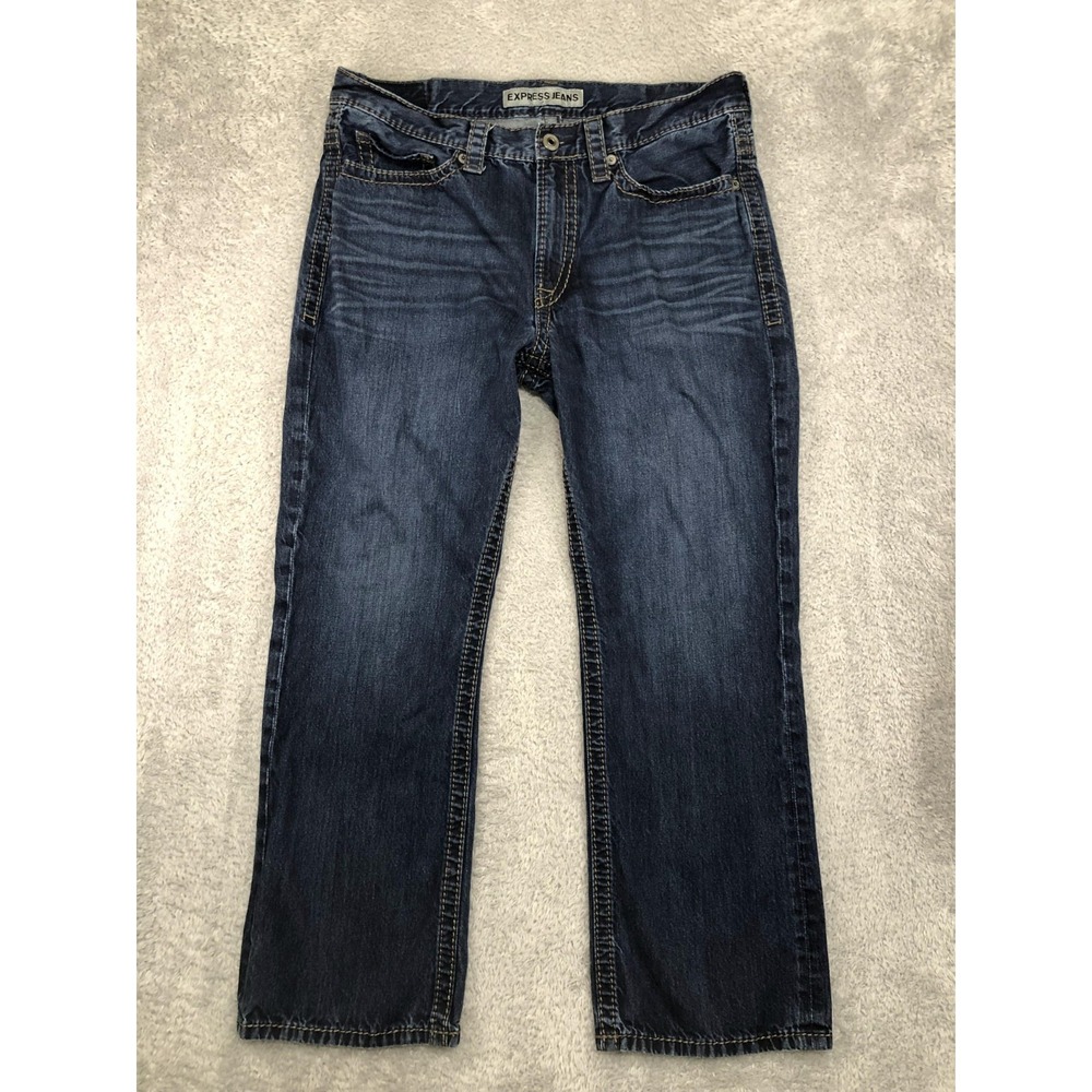 Express Jeans Mens 36x28 (Tag 36x30) Blue Kingston Boot Cut Classic Fit